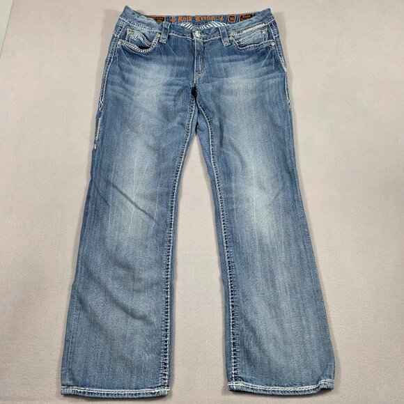 Rock Revival Jeans Womens 34 Blue Denim Sasha Easy Boot Mid-Rise - Picture 1 of 14